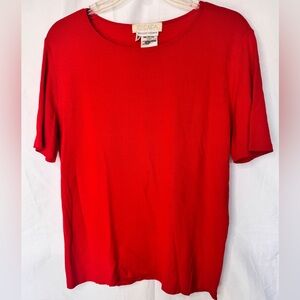 Escada Vintage Red Crewneck Short Sleeve